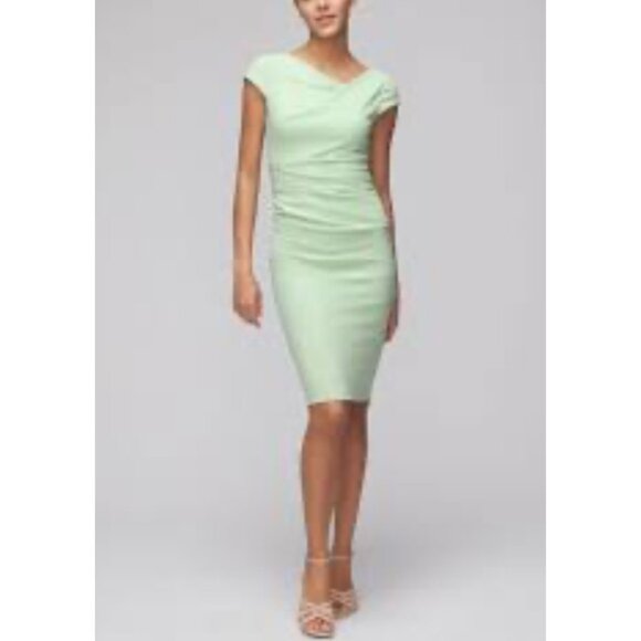 WHBM Dress 6 Light Mint Green Sheath Cap Sleeve Washable Career Church - Picture 1 of 12